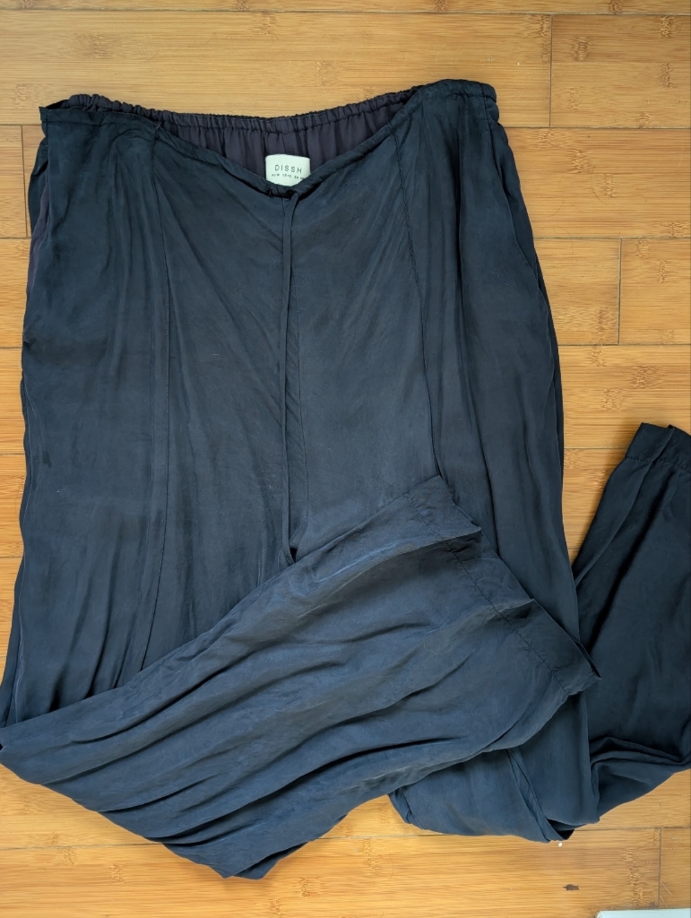 DISSH Campbell ink Navy drawstring Elastic-Waist Wide-Leg Pants